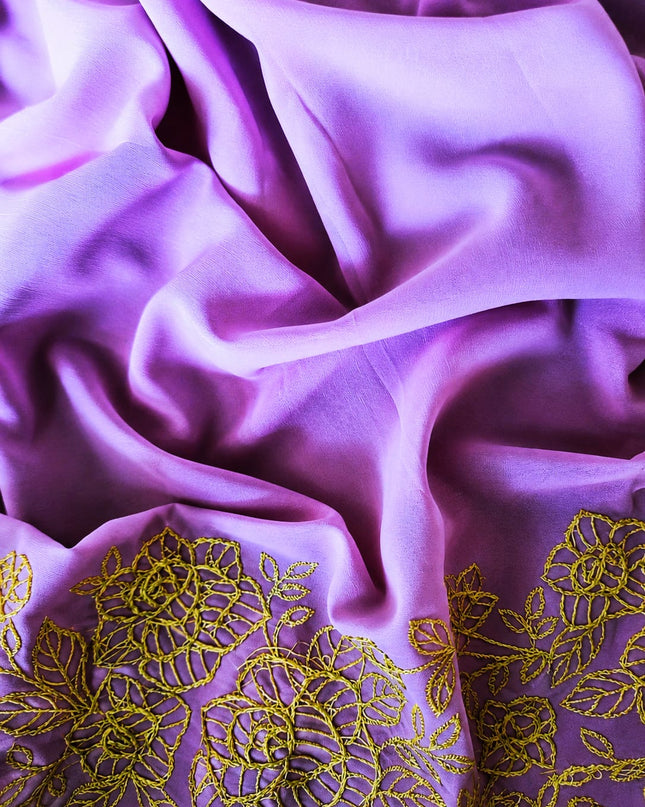 Leger Georgette Saree with  Peta Work and Scallop  Border- Lavender