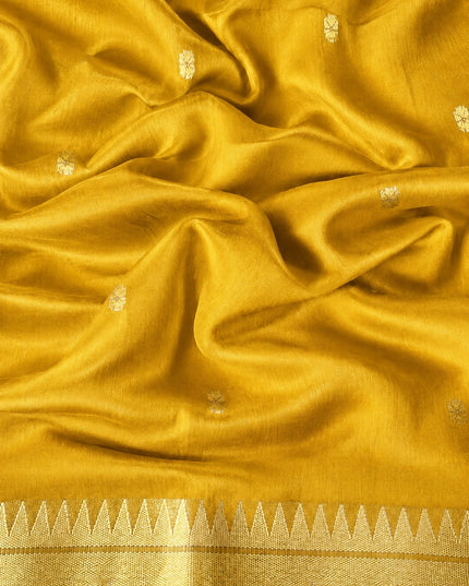 Chanderi  Saree with All over Golden Butties and muniya Border - Mustard