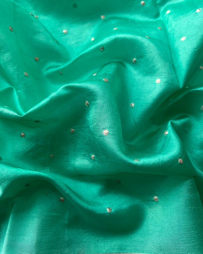 Pure Tissue Saree  with Embroidery Work and  piping border - Gold & Green