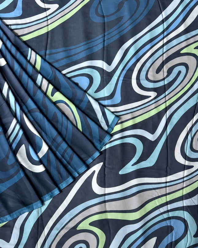 Georgette Saree with  Abstract Print  -  Elephant Grey