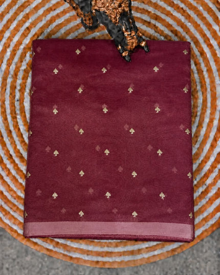 Tissue Orznga Saree With Allover Golden Buttes and Small Border - Light Pink