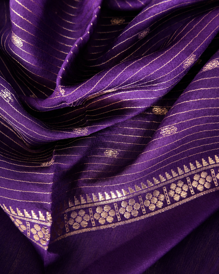 Munga Silk Saree With All over Oosi Design and Small Gold Butties  Contrast Border-  Onion Pink