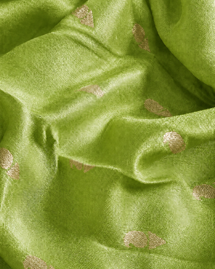Kora Organza Saree with Jamdani Weaving and Self Border  - Green