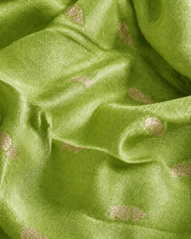 Kora Organza Saree with Jamdani Weaving and Self Border  - Green