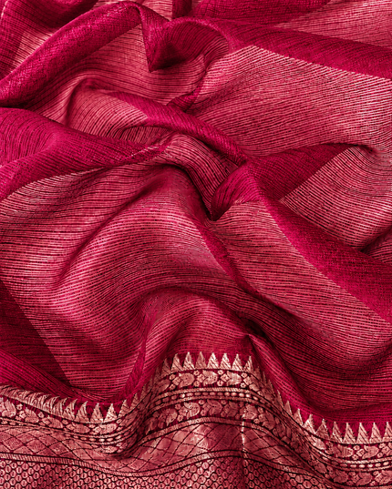 Kota Silk Saree with All over Thread Weaving Flower Butties and Golden Border - Red