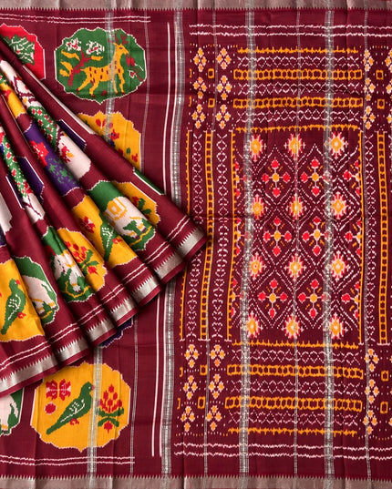 Mangalagiri saree with Potola Print and contrasting border -  Navy