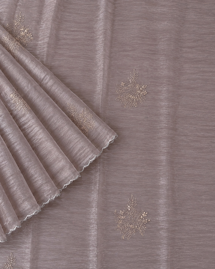 Soft  Tissue Orznga  Saree With Ari work and scallop Border- light Violet