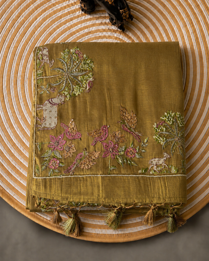 Soft Tissue Saree Zardozi and Pearl work and kardhana work Border - Gold
