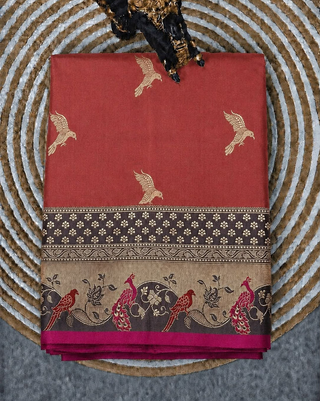 Kathan Silk Saree With All over Gold Zari Buttes and Golden Zari Weaving Border - Light Pink