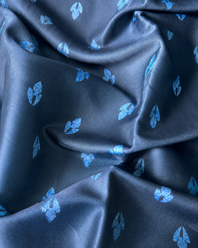 Tusser Silk Saree with Ari work and Contrast Border  -Peacock Blue