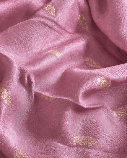 Kora Organza Saree with Jamdani Weaving and Self Border  - Onion Pink