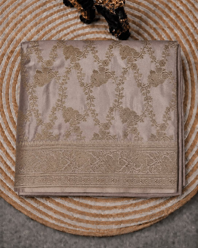 Banaras saree with All over Antic Zari Weaving Jall Design and Zari Antic Border - Light Pink