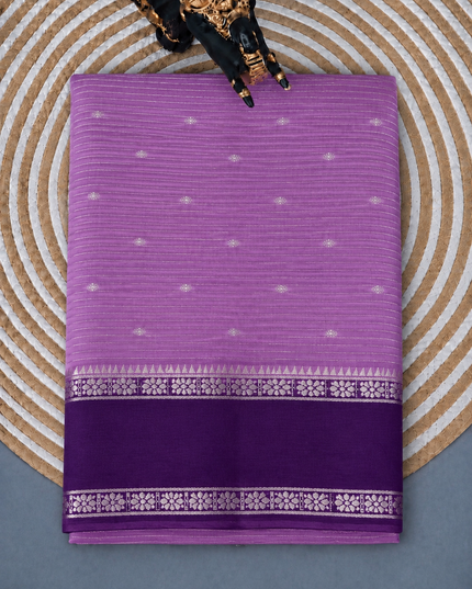Munga Silk Saree With All over Oosi Design and Small Gold Butties  Contrast Border-  Onion Pink