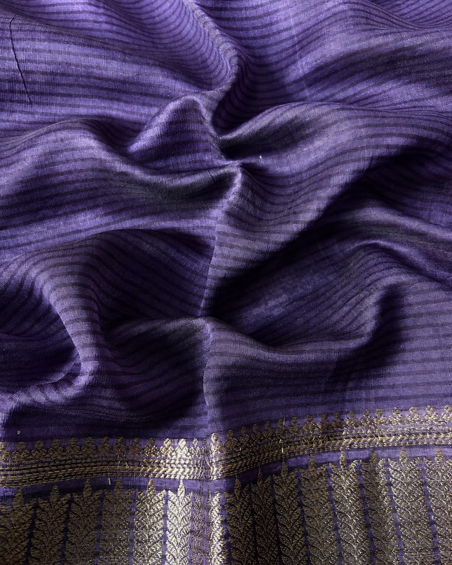 Maheshwari Silk With Zig Zag Print and Antic Zari Border  - Pink