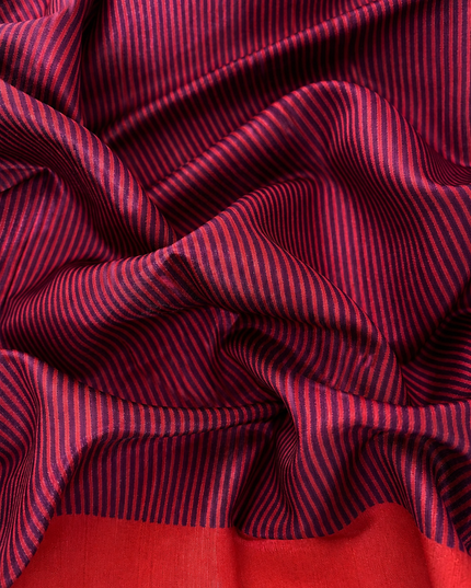 Tusser Jamdani Saree Weaving Butties  With Contrast Border- Purple