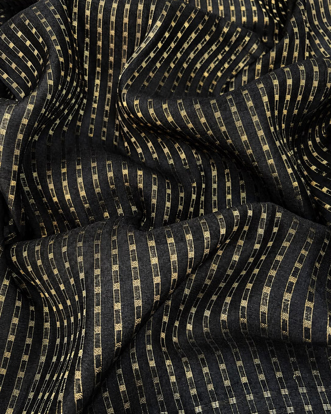 Tusser Saree with Kantha Work - Black
