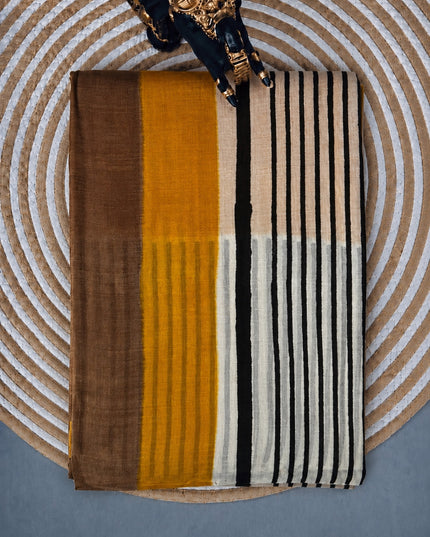 Pure Silk Saree Horizontal Stripes Design - Multi