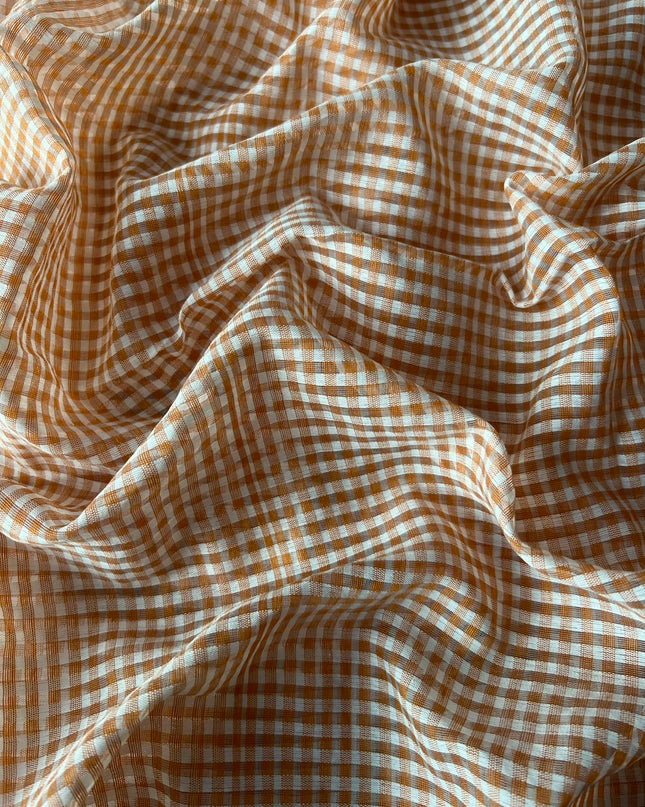 Cotton Saree With Checks Design and Contrast Border - Beige