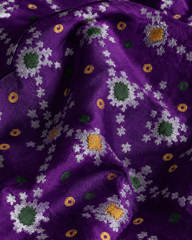Crepe Saree with Golden Zari contrast Border - Purple