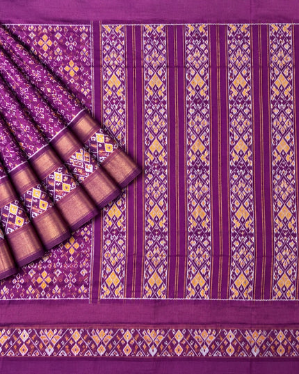 Ikkat Silk Saree with Kaddi  Border  - Purple