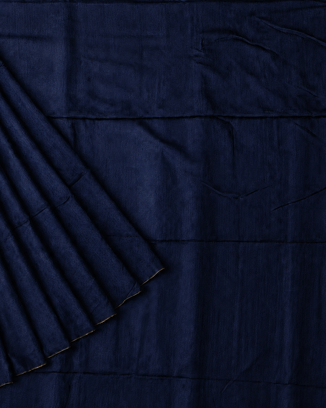 Modal silk saree with  ajrakh Design Border  - Navy