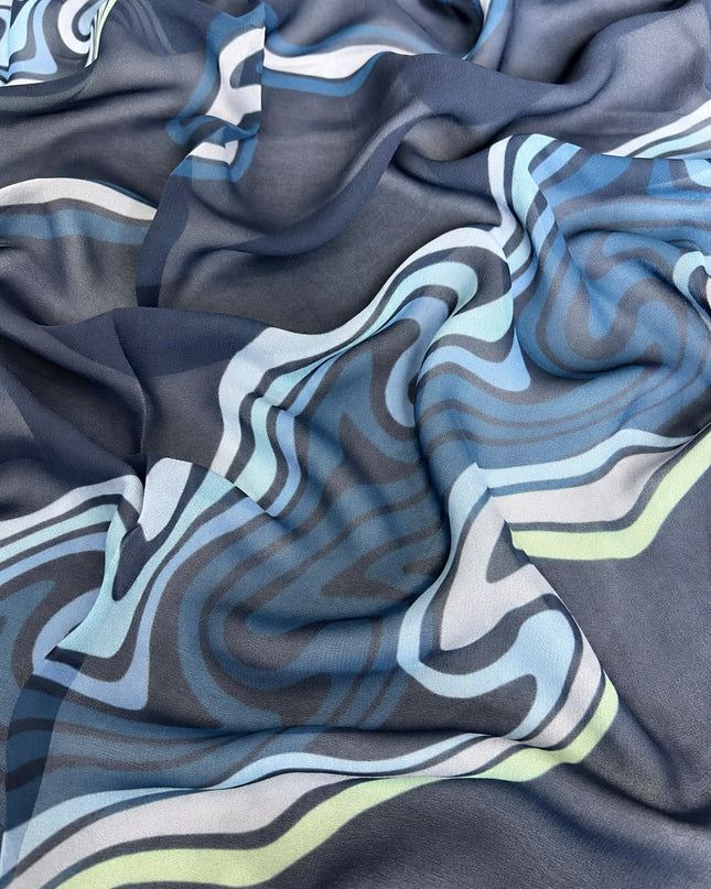 Georgette Saree with  Abstract Print  -  Elephant Grey