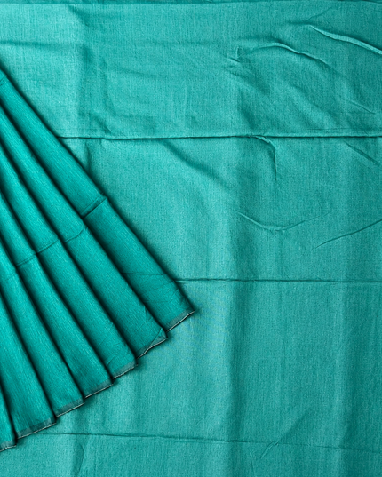 Mul cotton saree and Border Less with Tassels- Green