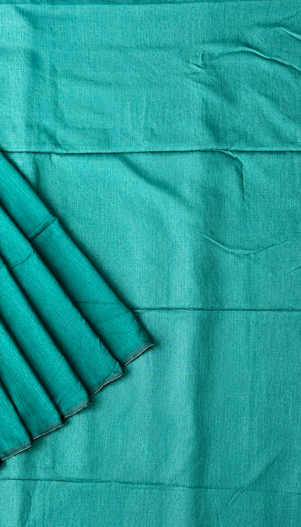 Mul cotton saree and Border Less with Tassels- Green