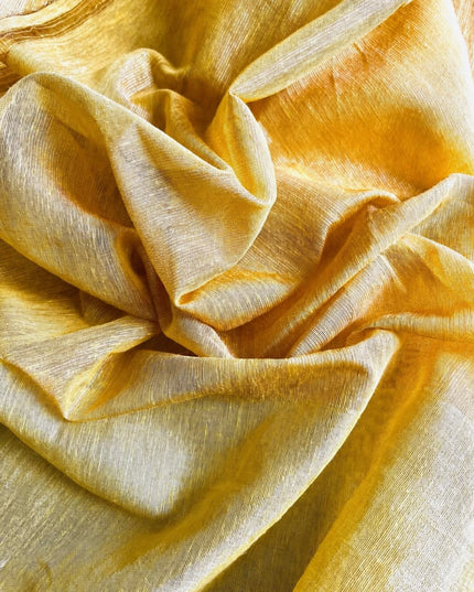 Tusser Silk Saree  With Thread Weaving Butties  With Golden Border- Gold
