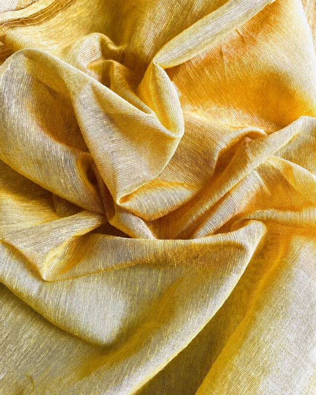 Tusser Silk Saree  With Thread Weaving Butties  With Golden Border- Gold