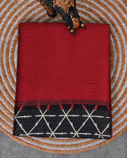 Pure Silk Kota Saree With Contrast Border - Red