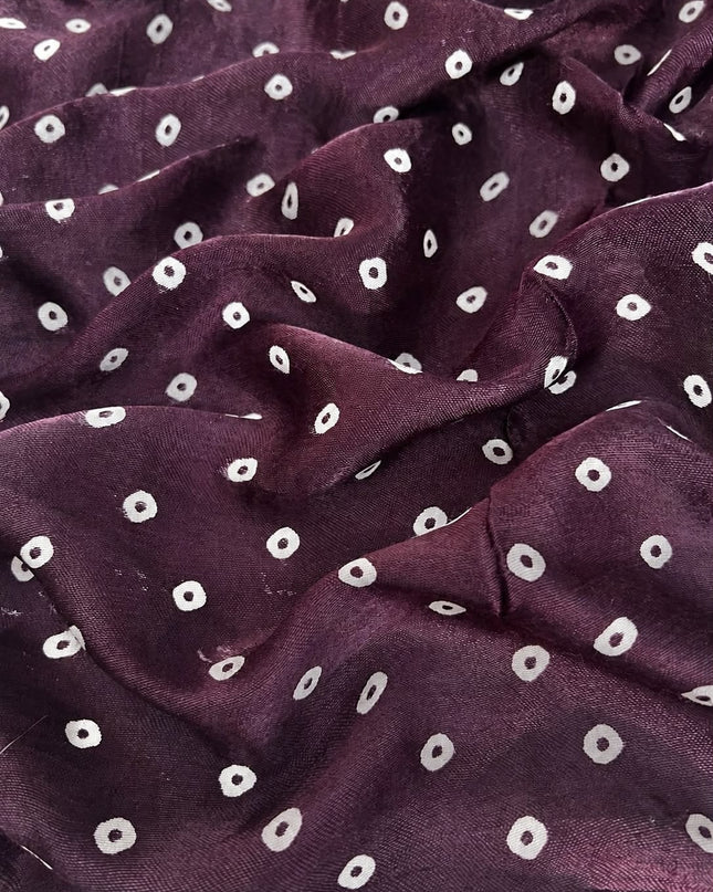 Modal silk saree with ajrakh Design and  Contrast Border -  Maroon