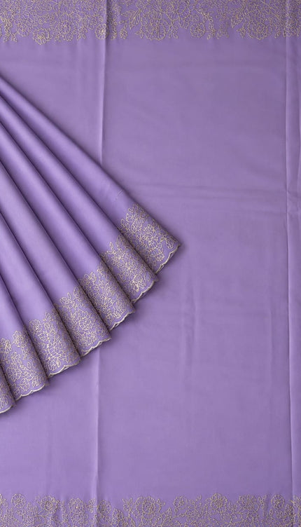Leger Georgette Saree with  Peta Work and Scallop  Border- Lavender