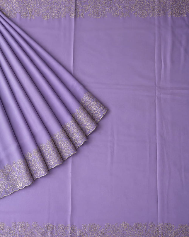 Leger Georgette Saree with  Peta Work and Scallop  Border- Lavender