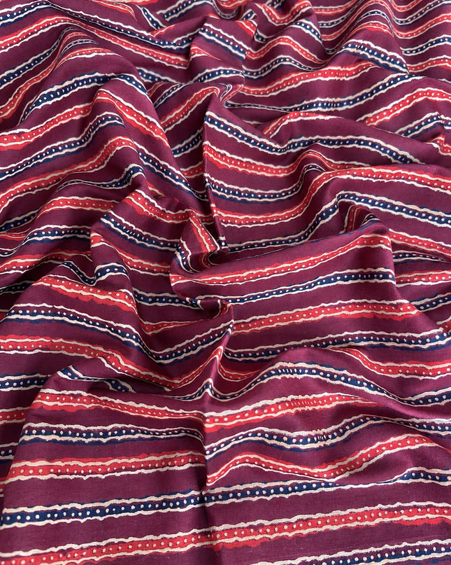 Mul Cotton Saree with Floral Print and Zig Zag Border - Black