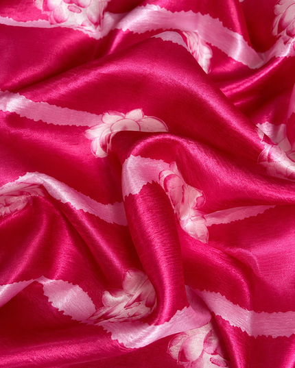 Soft Crush Floral Print With Ari Work and Scallop Border - Pink