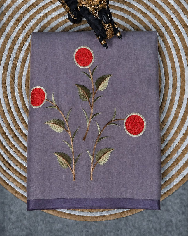 Pure Tissue Saree  with Embroidery Work and  piping border - Lavender