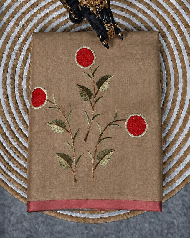 Pure Tissue Saree  with Embroidery Work and  piping border - Gold &PInk