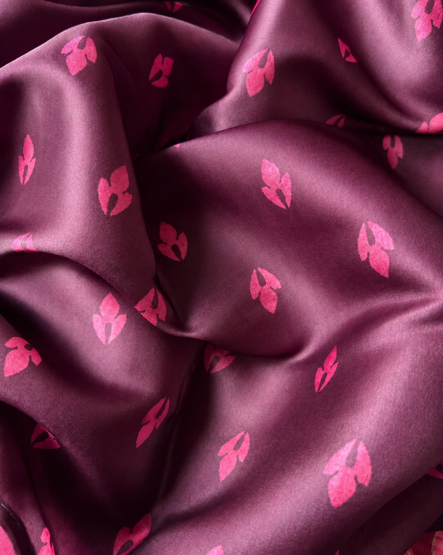 Tusser Silk Saree with Ari work and Contrast Border  - Wine