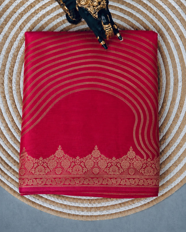Banaras Crepe Saree With Shibori and Meenakari Weaving Golden Zari Border - pink