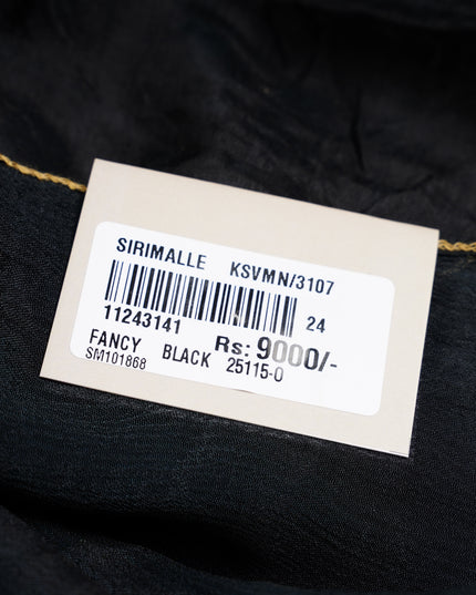 Crepe Saree With Floral Print Scallop Border Kardhana Sequence Work - Black