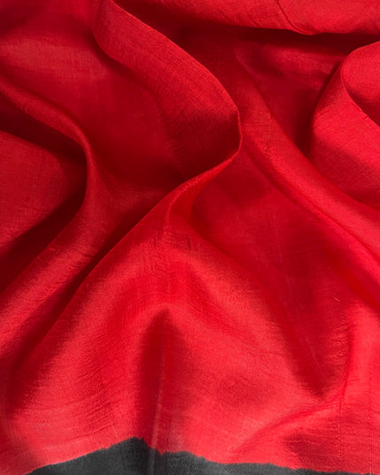 Pure Silk Saree Horizontal Stripes Design - Cream & Red