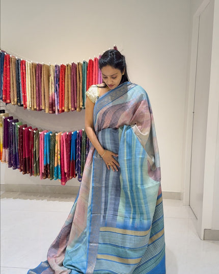 Korean Tussar  Abstract Print - Multi color