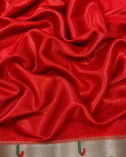 Kota Silk Saree with Kalamkari Dori Work and Muniya Border  - Red