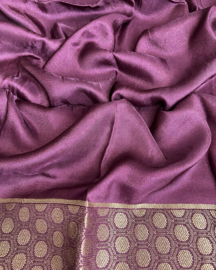 Mysore Crape Saree with Kalamkari Print Contrast  Border - Cream & Light Pink