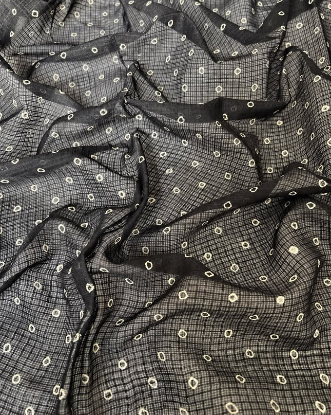 Kota Saree with Warly Printed - Black