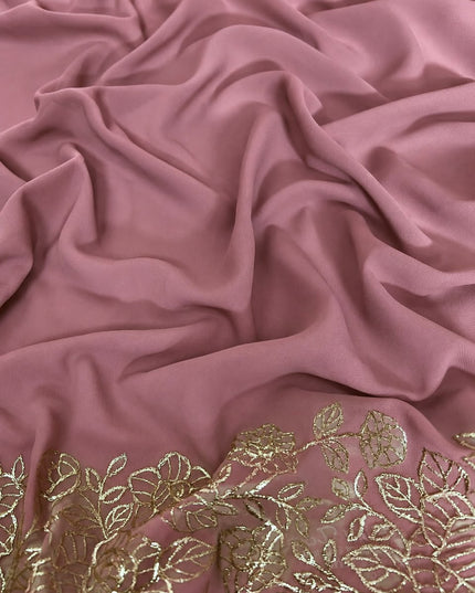 Leger Georgette Saree with  Peta Work and Scallop  Border-  Light Pink
