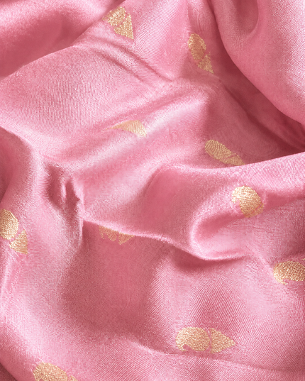 Kora Organza Saree with Jamdani Weaving and Self Border  - Baby Pink