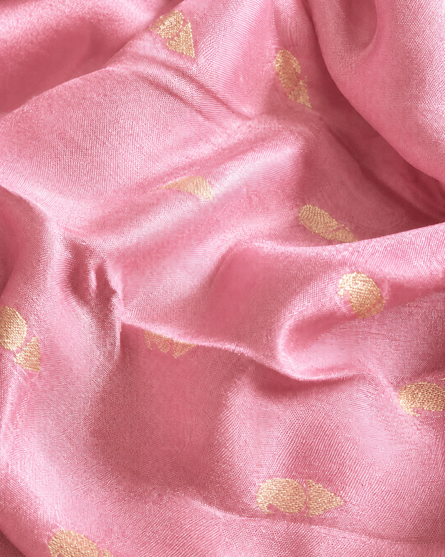 Kora Organza Saree with Jamdani Weaving and Self Border  - Baby Pink