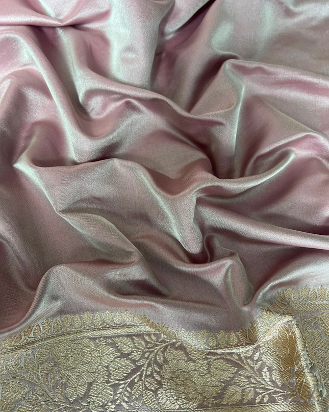 Banaras saree with All over Antic Zari Weaving Jall Design and Zari Antic Border - Light Pink